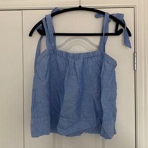 J Crew Tie Shoulder Linen Top